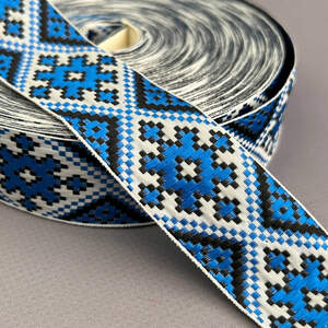 3 см тесьма национальная с украинским орнаментом - синий ромб