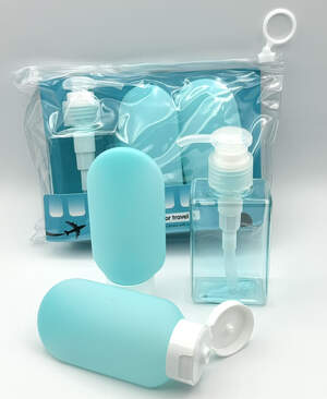 Дорожный набор емкостей для косметики 3в1, голубой