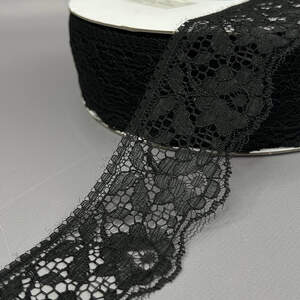 Кружево гипюровое 6 см - черный (#2)