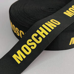 Резинка поясная брендированая 5 см черная с желтым MC