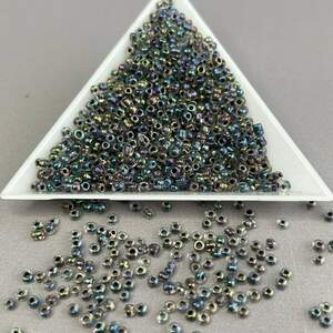 #12/0 Бисер китайский мелкий, 450 г - черный хамелеон