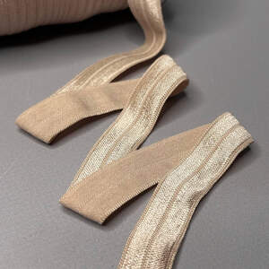 А-060 Трикотажная окантовочная бейка с блеском (стрейч) 1,5см х 1м. - бежевый