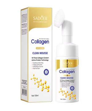 Пенка-мусс для умывания с щеточкой Sadoer с коллагеном, 120мл