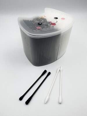 Ушные ватные палочки Котик черно-белые, 200шт