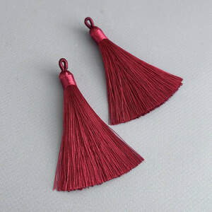 Шелковые кисти для сережек 8 см - бордо
