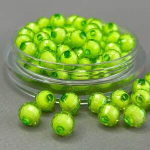 (20 гр) Акриловые граненые бусины С белое серединкой 8 мм - салатовый