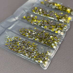 Набор страз для дизайна и декора холодной фиксации -1000 шт лимонно-желтый