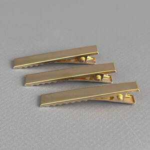 (10 шт) Заколка-заготовка уточка плоская 4,6 см - золото