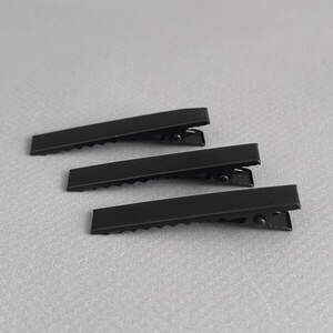 (10 шт) Заколка-заготовка уточка плоская 4,6 см - черный