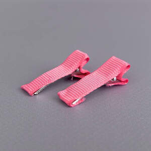 (10 шт) Заколка-заготовка уточка с репсовой лентой 3,5 см - коралловый