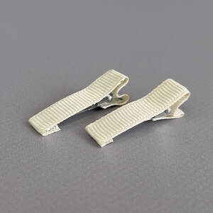 (10 шт) Заколка-заготовка уточка с репсовой лентой 3,5 см - кремовый