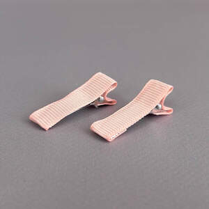 (10 шт) Заколка-заготовка уточка с репсовой лентой 3,5 см - персиковый