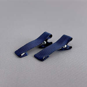 (10 шт) Заколка-заготовка уточка с репсовой лентой 3,5 см - синий темный