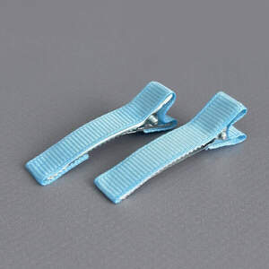 (10 шт) Заколка-заготовка уточка с репсовой лентой 4,7 см - голубой