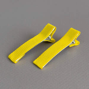 (10 шт) Заколка-заготовка уточка с репсовой лентой 4,7 см - желтый