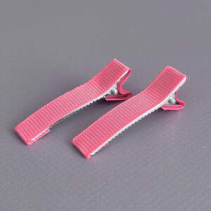 (10 шт) Заколка-заготовка уточка с репсовой лентой 4,7 см - коралловый