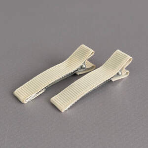 (10 шт) Заколка-заготовка уточка с репсовой лентой 4,7 см - кремовый