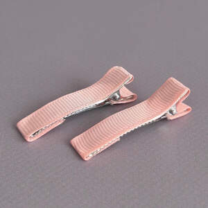 (10 шт) Заколка-заготовка уточка с репсовой лентой 4,7 см - персиковый