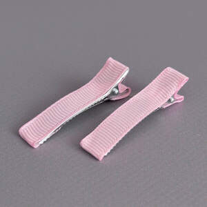 (10 шт) Заколка-заготовка уточка с репсовой лентой 4,7 см - розовый