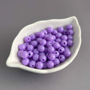 (20 гр) Пластиковые гладкие бусины 8 мм - фиолетовый
