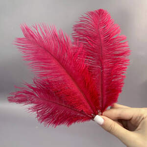 5шт - Перья страуса для рукоделия 13-18 см - бордо