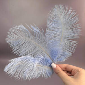 5шт - Перья страуса для рукоделия 13-18 см - голубой