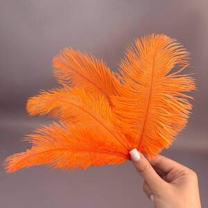 5шт - Перья страуса для рукоделия 13-18 см - оранжевый