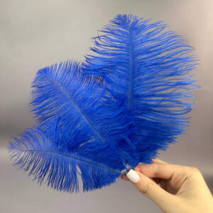 5шт - Перья страуса для рукоделия 13-18 см - электрик
