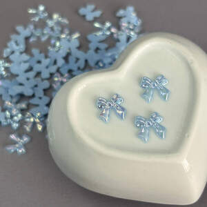 Полубусины Бантики 11 мм, 10 гр/уп - голубой с покрытием АВ