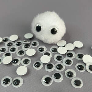 (10г) Подвижные глазки для игрушек самоклеющиеся Ø10 мм