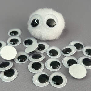 (10г) Подвижные глазки для игрушек самоклеющиеся Ø15 мм
