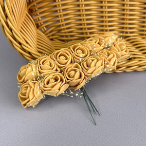 Фоамирановые розочки с фатином 1 букет (12шт) - капучино