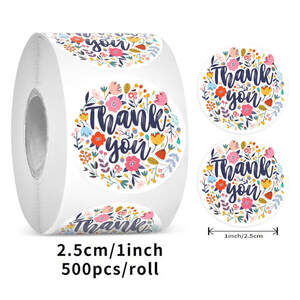 Наклейки на бобине Thank you 2,5 см, в рулоне 500 шт