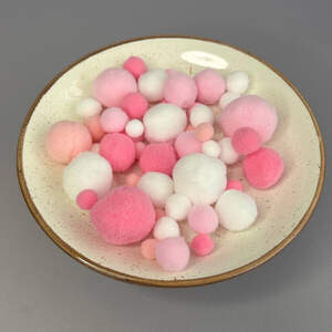 Помпоны для творчества 1-3 см, 130 шт/упаковка - розовый микс