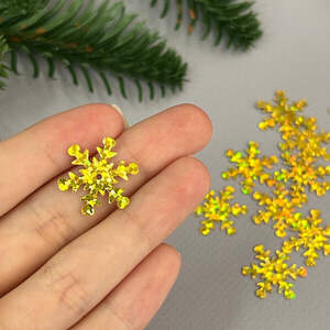 25мм Пайетка снежинка 5г - золото голограмма