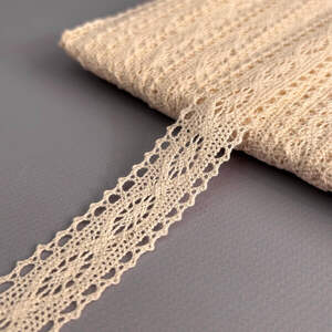 Кружево натуральное лен 2,5 см - Бежевый (лен-1349А)