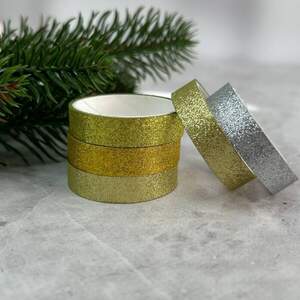 Скотч 1 см декоративный блестящий, 5 шт в упаковке - Микс 5