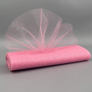 Фатин в рулоне с напылением - 15см, моток 9 м - розовый