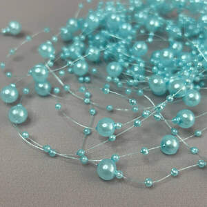 (5шт по 1,3 м) Бусины на леске Ø8 и Ø3мм - голубой