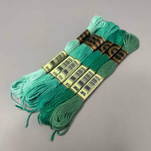 (6 шт по 8м) Набор мулине Airo (нитки для вышивания) - бирюзовый микс (964-3815)