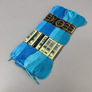 (6 шт по 8м) Набор мулине Airo (нитки для вышивания) - голубой микс (996-3844)