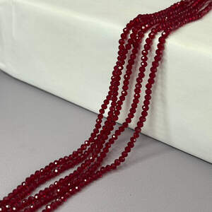 Бусины хрустальные рондель 4х3мм, нить-130 шт, красный темный прозрачный