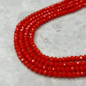 Бусины хрустальные рондель 4х3мм, нить-130 шт, оранжево-кораловый матовый