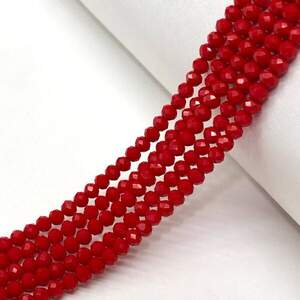 Бусины хрустальные рондель 4х3мм, нить-135 шт, красный матовый