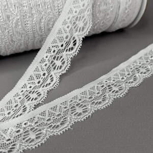 Кружево гипюр стрейч, 2,5см - белый (3-С567)