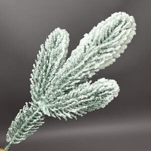 Декоративная хвойная веточка, 21 см - голубая заснеженная