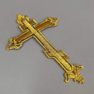 Лейсы, термо аппликации крест 10х14,5 см - золото