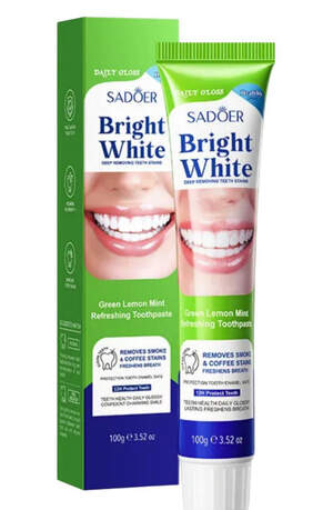Отбеливающая зубная паста Sadoer с зеленым лимоном и мятой, 100г