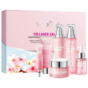 Подарочный набор косметики по уходу за лицом с коллагеном и экстрактом сакуры Sadoer Collagen Sakura 6в1 Подарочный набор косметики по уходу за лицом с коллагеном и экстрактом сакуры Sadoer Collagen Sakura 6в1