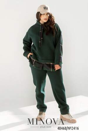 Спортивний Костюм №2416-Темно-Зелений